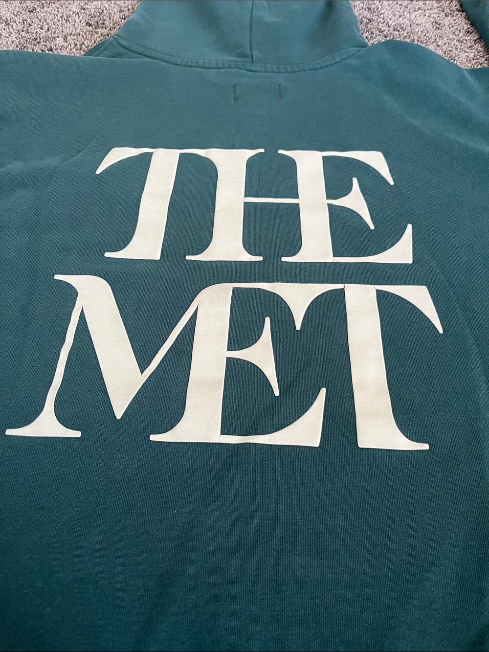 THE MET Logo Hoodie - green with Cream Print on back. Good condition. PacSun